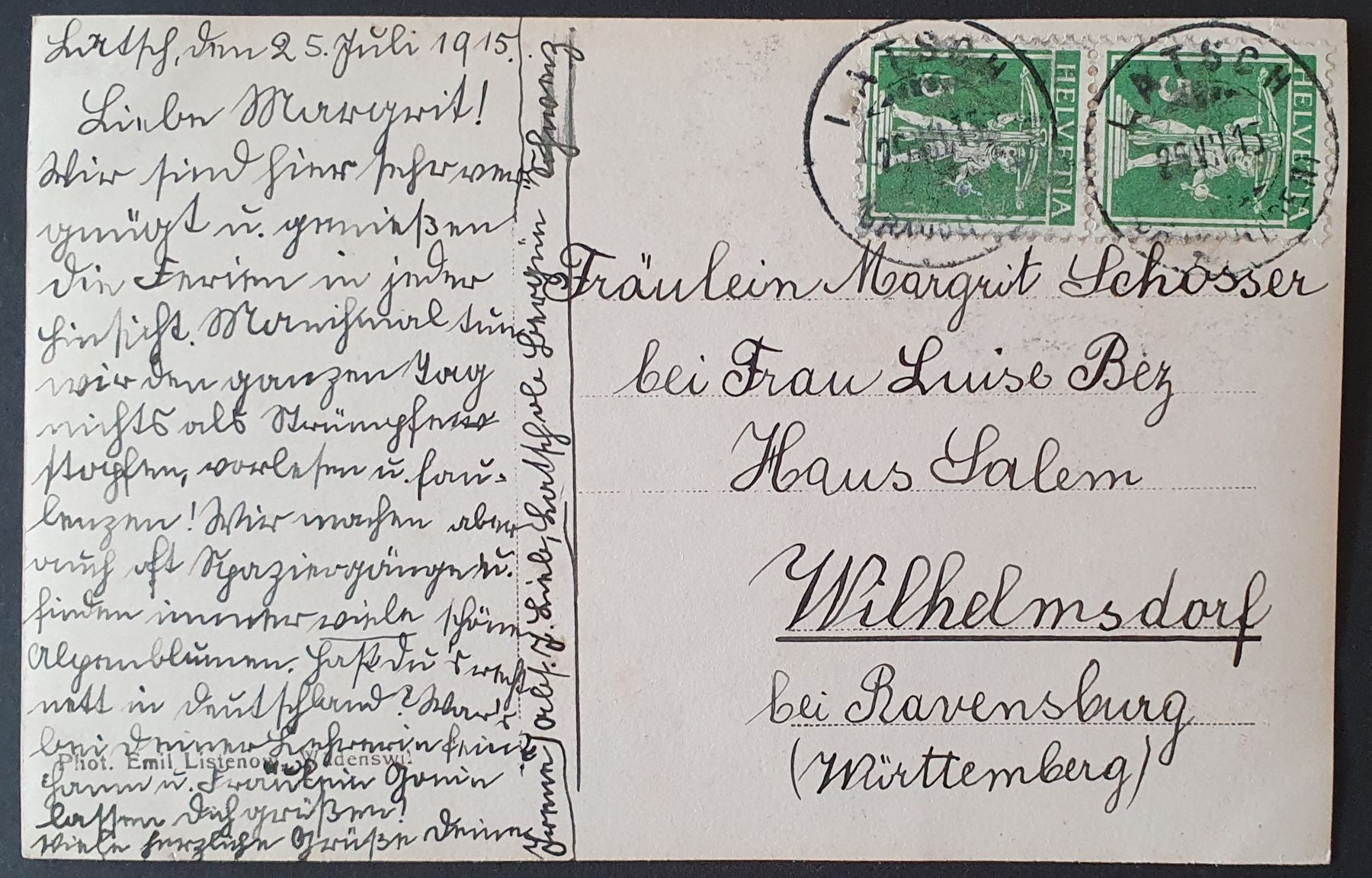 Ansichtskarten: Latsch und Piz Aela 1915 – Gebraucht aus Kreuzlingen von Rschweiz1 1