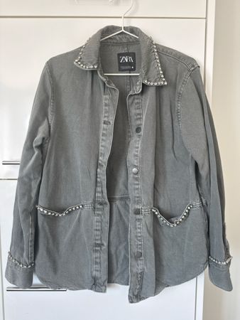 ZARA Jeansjacke mit Glitzer grau Grösse XS guter Zustand