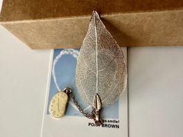 Golden Leaf Bookmark with Clock Pendant