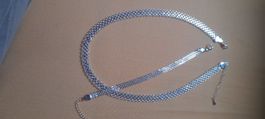 Edelstahl versilbert Damen Set Halskette und Armband