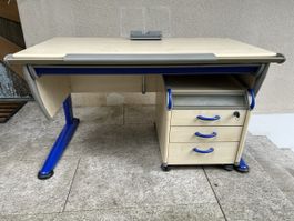 Moll Runner höhenverstellbarer Schreibtisch + Rollcontainer