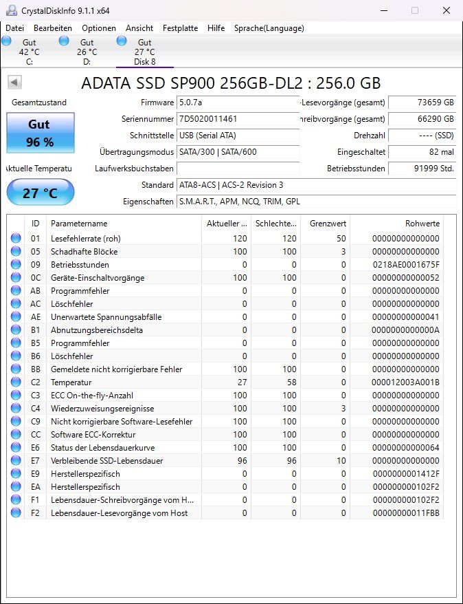 Dischi rigidi: ADATA SSD SP900 256GB – Usato da Künten venduto da Arktisde 1