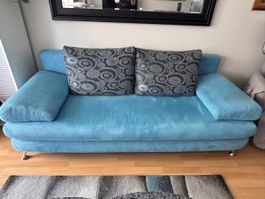 3er Bettsofa mit Stauraum, türkis