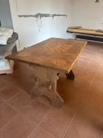 Antiker Schachtisch/Spieltisch aus Massivholz mit Intarsien