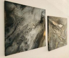POSITIFF XXL ART: Diptychon ABSTRAKTE MALEREI SCHWARZ QUADRO