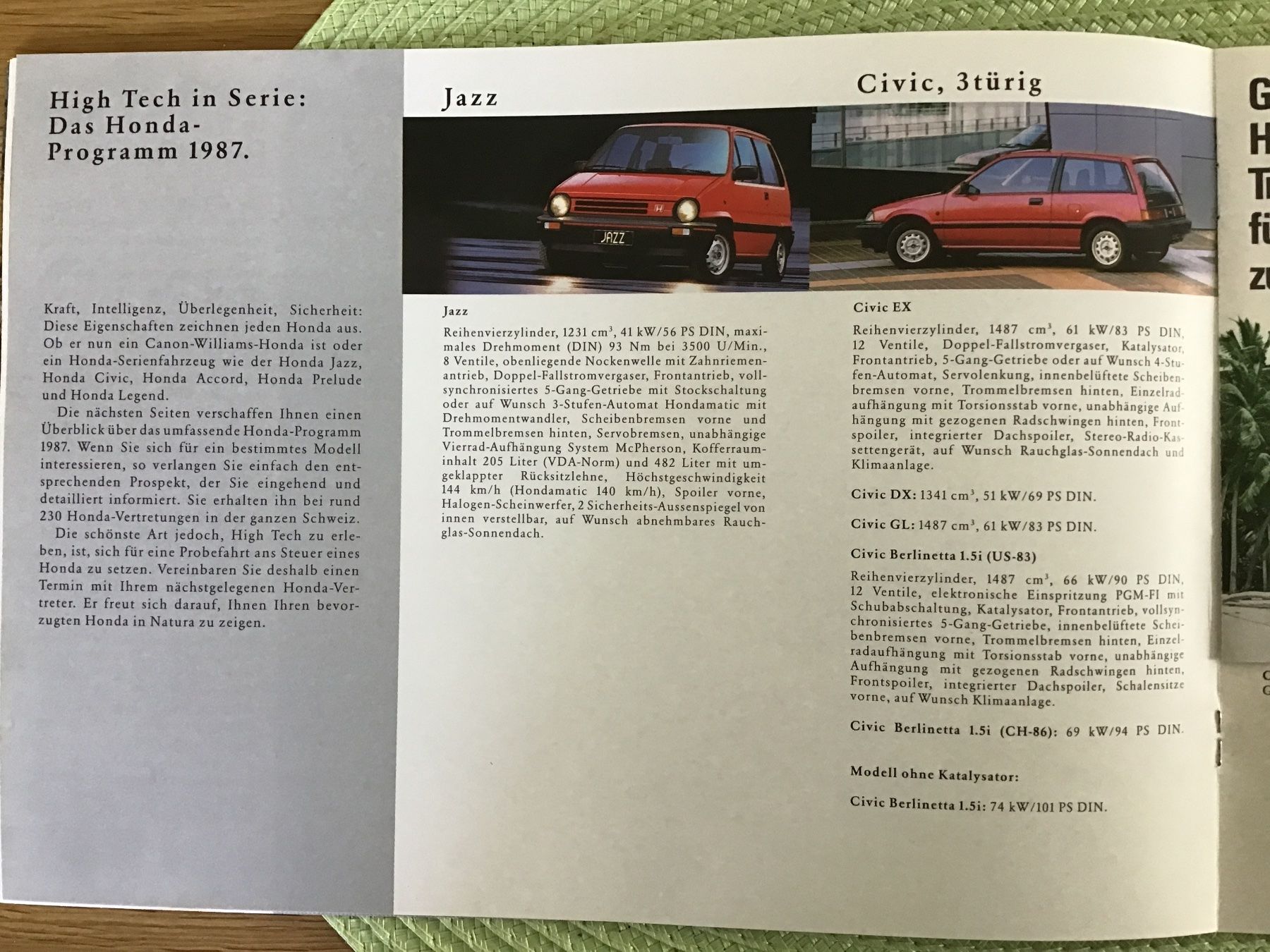 Honda Documenti: Honda Programm 1987 Verkaufsprospekt 16 Seiten – Usato da Scherzingen venduto da Starseller62 4