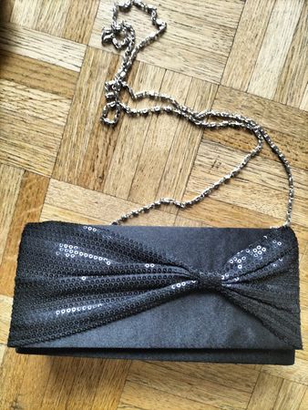 Schwarze Clutch Abendtasche mit Pailletten – elegant