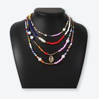 Mehrlagige Kunstperlen-Halskette im Boho-Stil