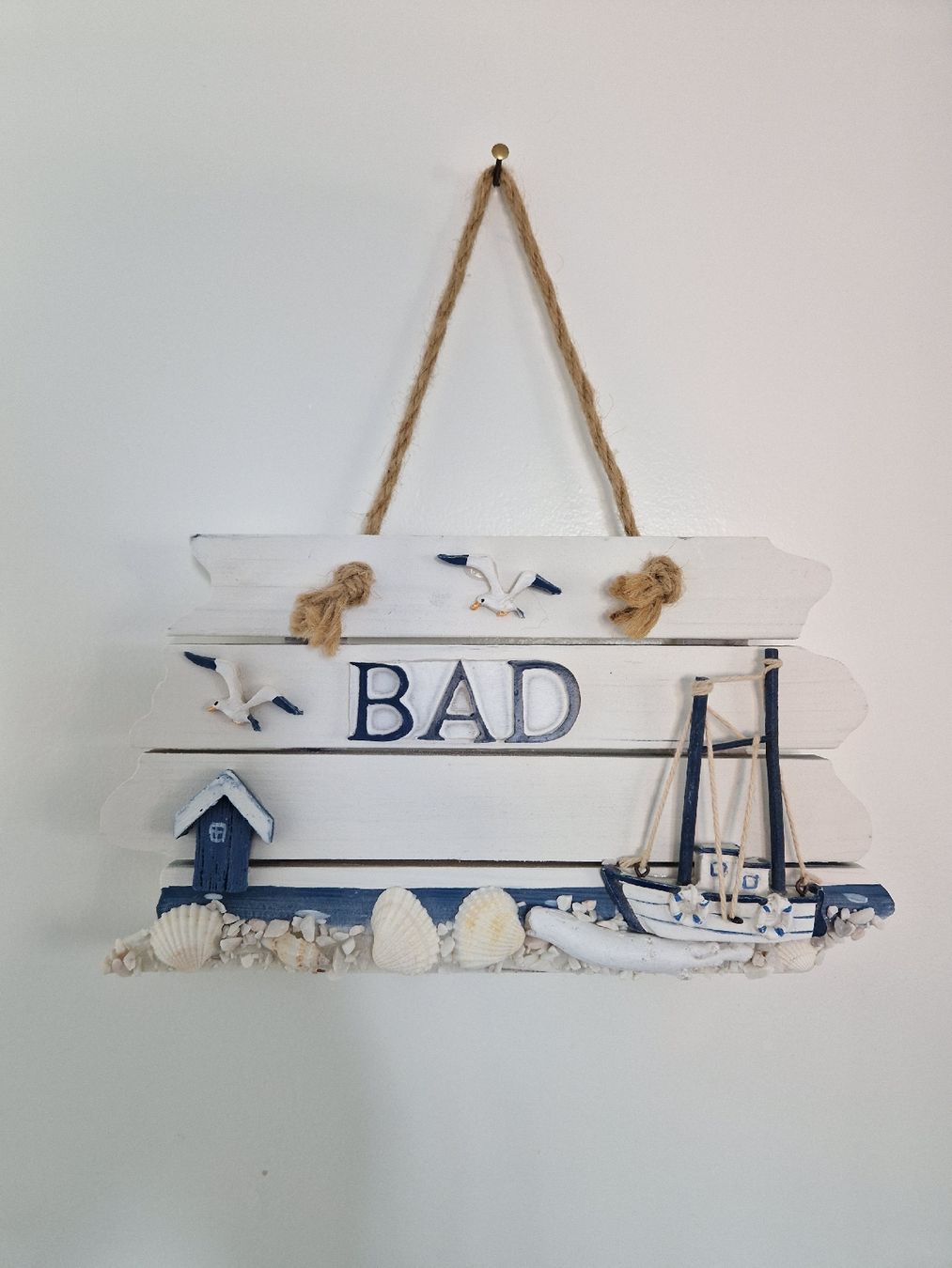 Insegne: Maritime Bad Dekoration, Schild mit Schiff & Möwen – Usato da Detligen venduto da Twister65