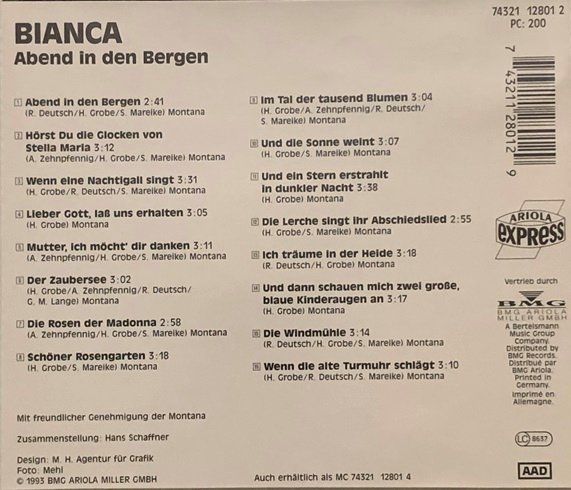 CD: Bianca - Abend in den Bergen – Usato da Grüningen venduto da azulmarron 1