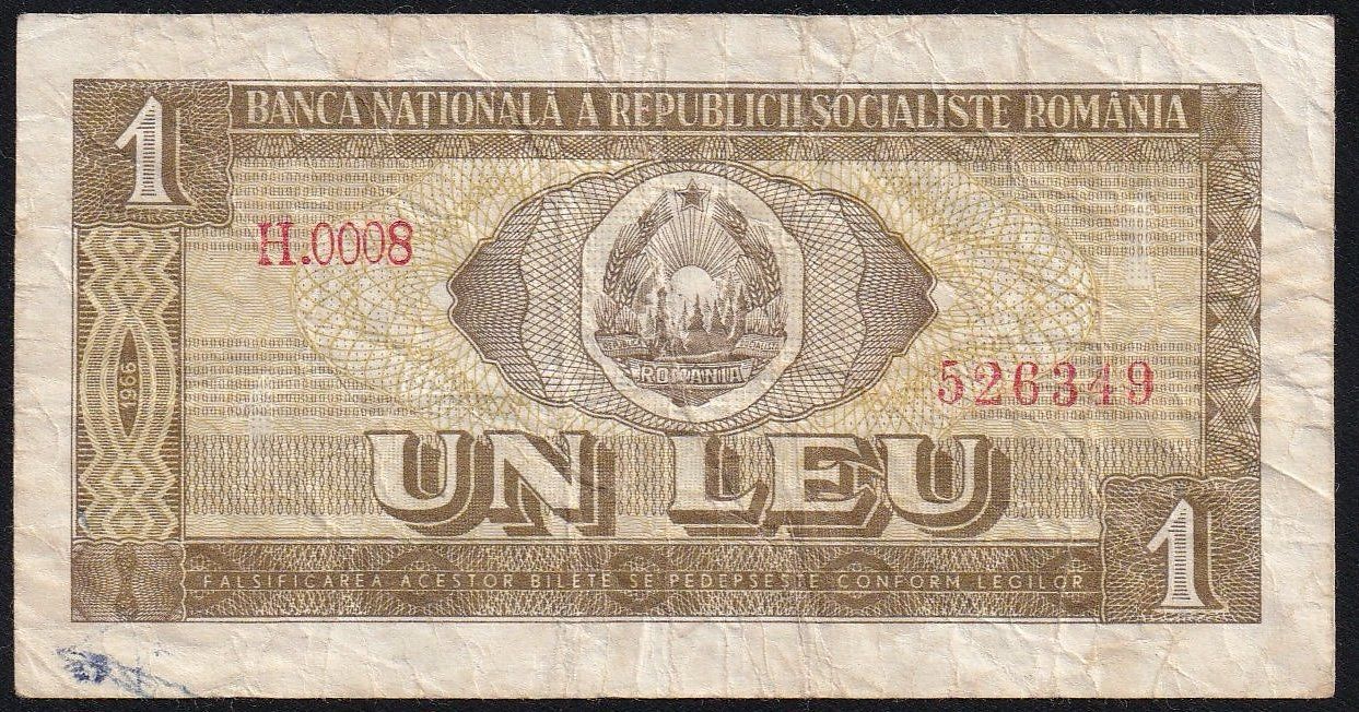 Banconote: Rumänien 1 Leu 1966 – Usato da Brugg AG venduto da banknoten_muesli