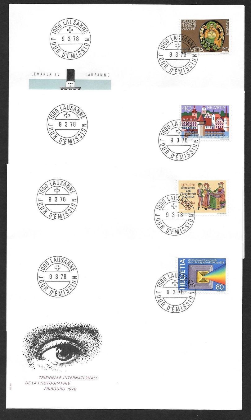 Tutti i francobolli: 4 FDC 603-606 Serie Einzelmarken ET 9.3.1978 – Nuovo (secondo la descrizione) da Olten venduto da clotaldi