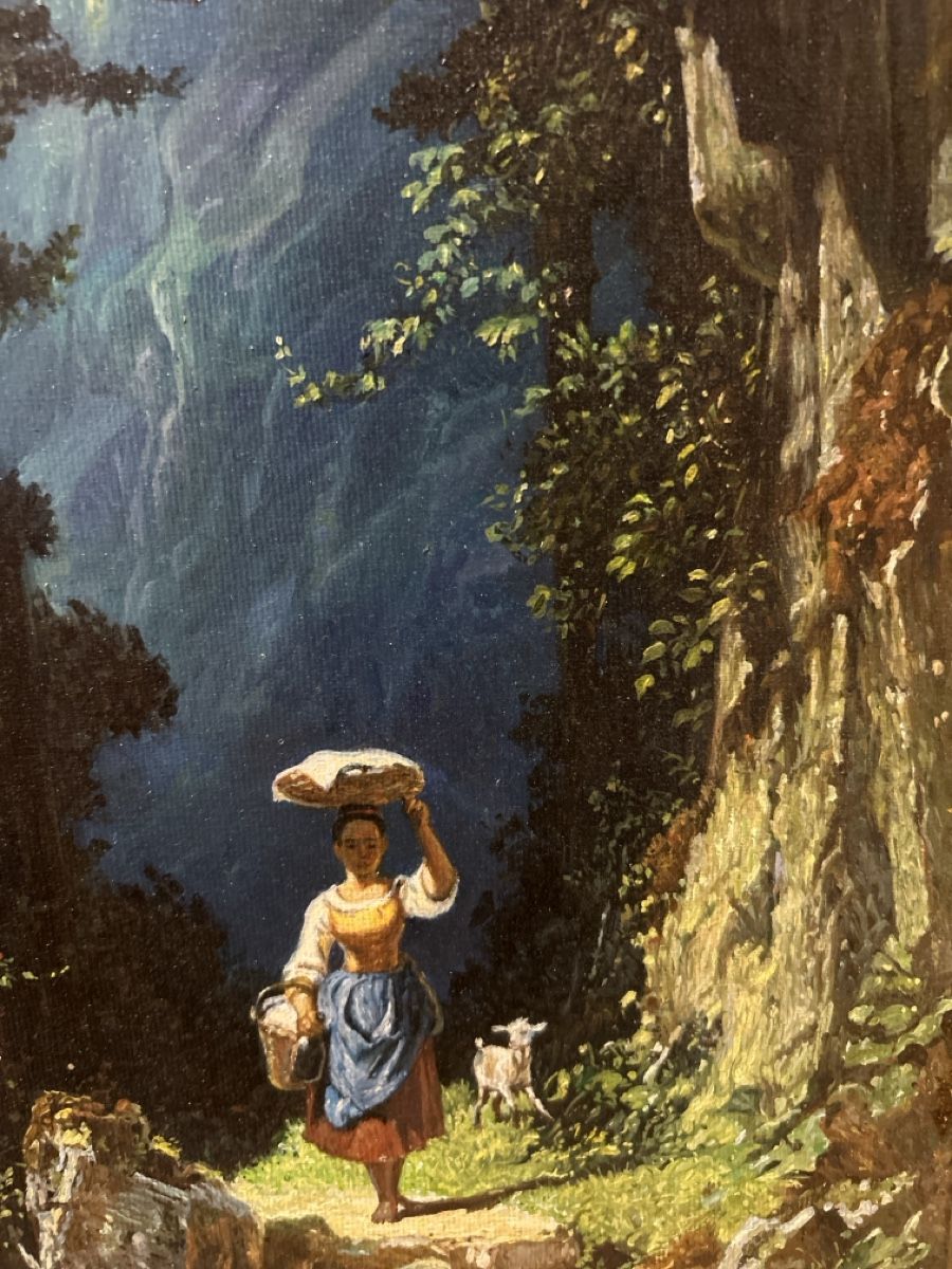 Dipinti: Carl Spitzweg Gemälde, "Mädchen mit Ziege", gerahmt! Druck – Usato da Glarus venduto da KunstWerkEr-LS87 2