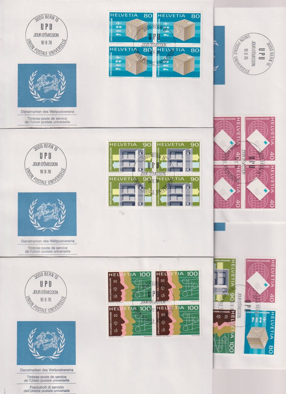 Tutti i francobolli: FDC. UPU. Genf. 1976. Serie Einzelmarken & 4-er-Blocks. – Nuovo (secondo la descrizione) da Koblenz venduto da Boerse6