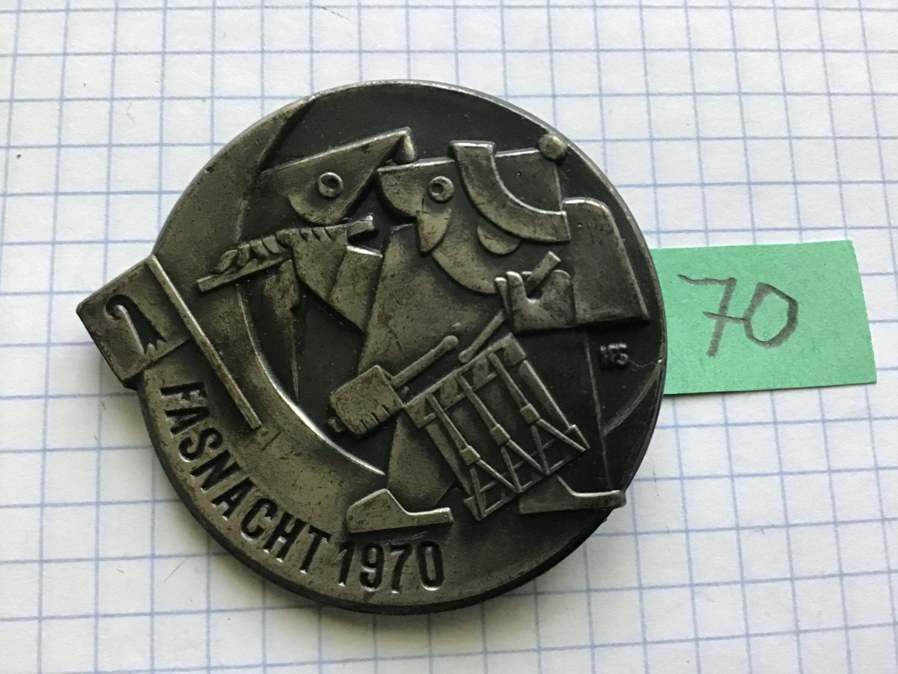 Basler Placchette & Badge: Baslerfasnachtsplaketten Silber 1970 – Usato da Arlesheim venduto da printz01