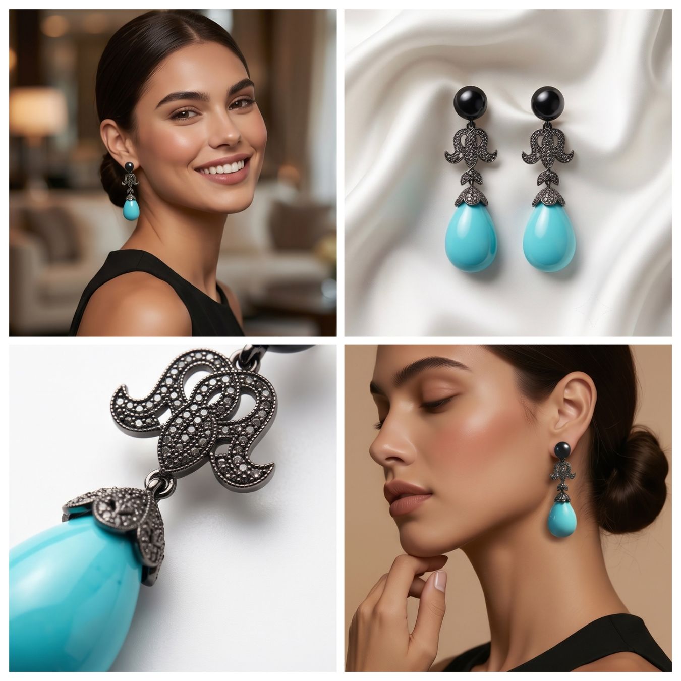 Boucles d'oreille: Anmutige Ohrstecker mit Schwarz und Blau Perlen – Neuf avec emballage d'origine à Geroldswil par Lilleke 2