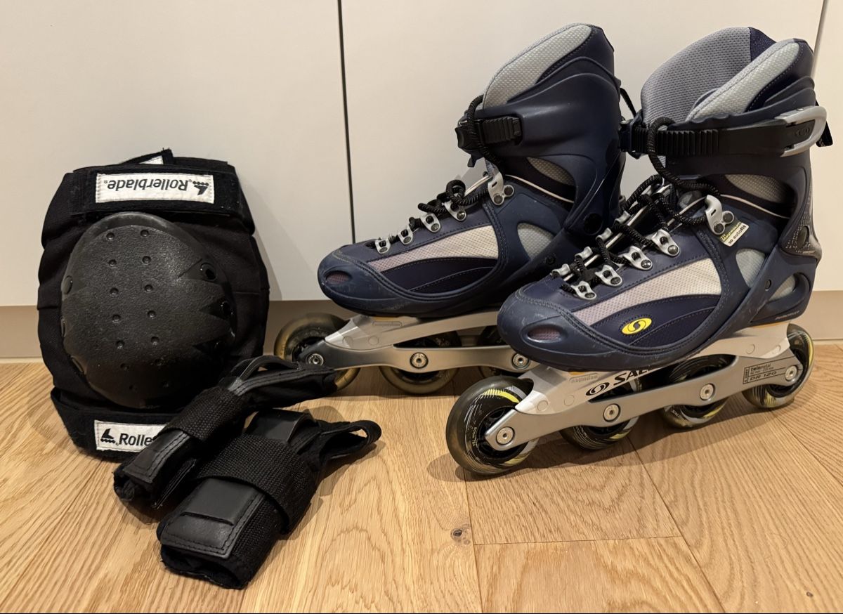 Salomon Pattini in linea & Pattini a rotelle: Salomon Inline Skates Gr. 40 + Knie- & Handschoner Set – Usato da Baar venduto da Jjanet 1
