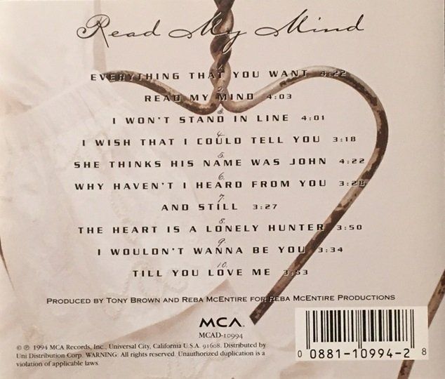 CD: Reba McEntire – Read my mind – Usato da Grüningen venduto da azulverde 1