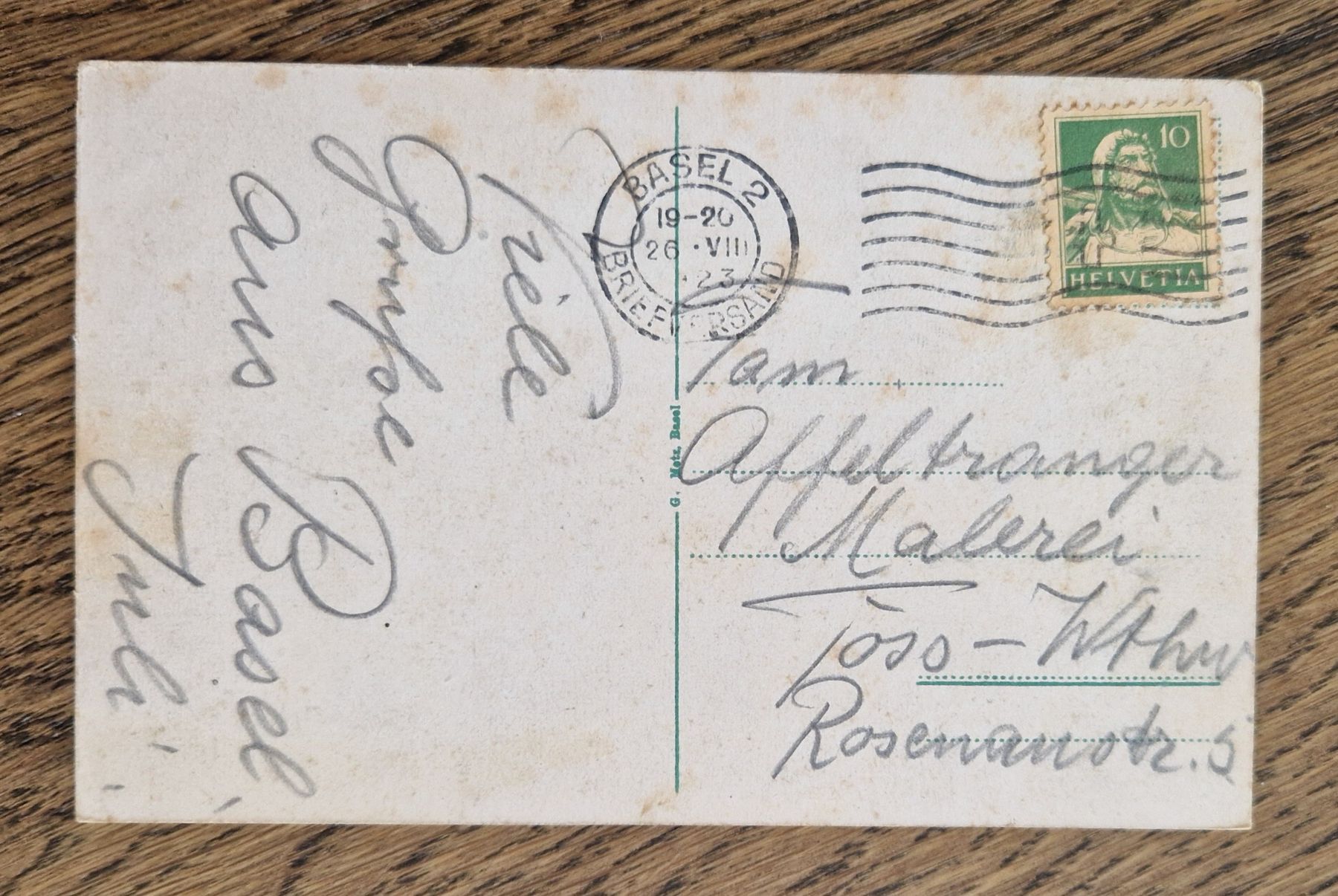 Cartoline postali: Basel  Käppeli auf der mittl. Rheinbrücke 1923 – Usato da Ebikon venduto da Donar50 1