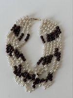Kette mehrreihig braun weiss Modeschmuck