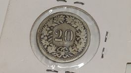 20 Rappen 1850, Sammlermünze Schweiz, sehr schön (S21)