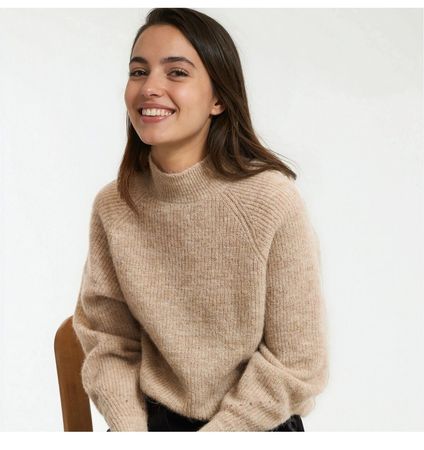 Pullover beige Alpaka Wolle, Gr. 36 / S, La Redoute 