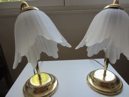 2 Nachttischlampen Messingfuss
