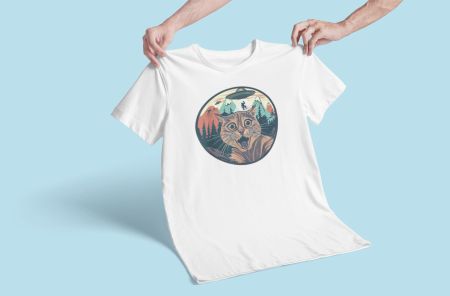 Herren M Baumwolle T-shirt Katze Druck NEU