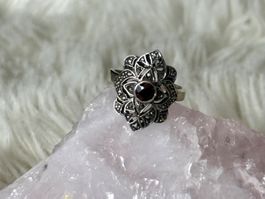 Vintage Silberring 925 mit rotem Stein