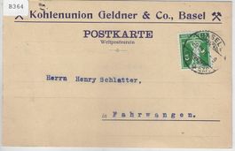 Postkarte 125III Mi. 113III Basel 9.3.16
