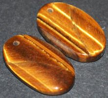 Anhänger Set gelocht L-6542 – 1 Paar Tigerauge je ca.25x15mm