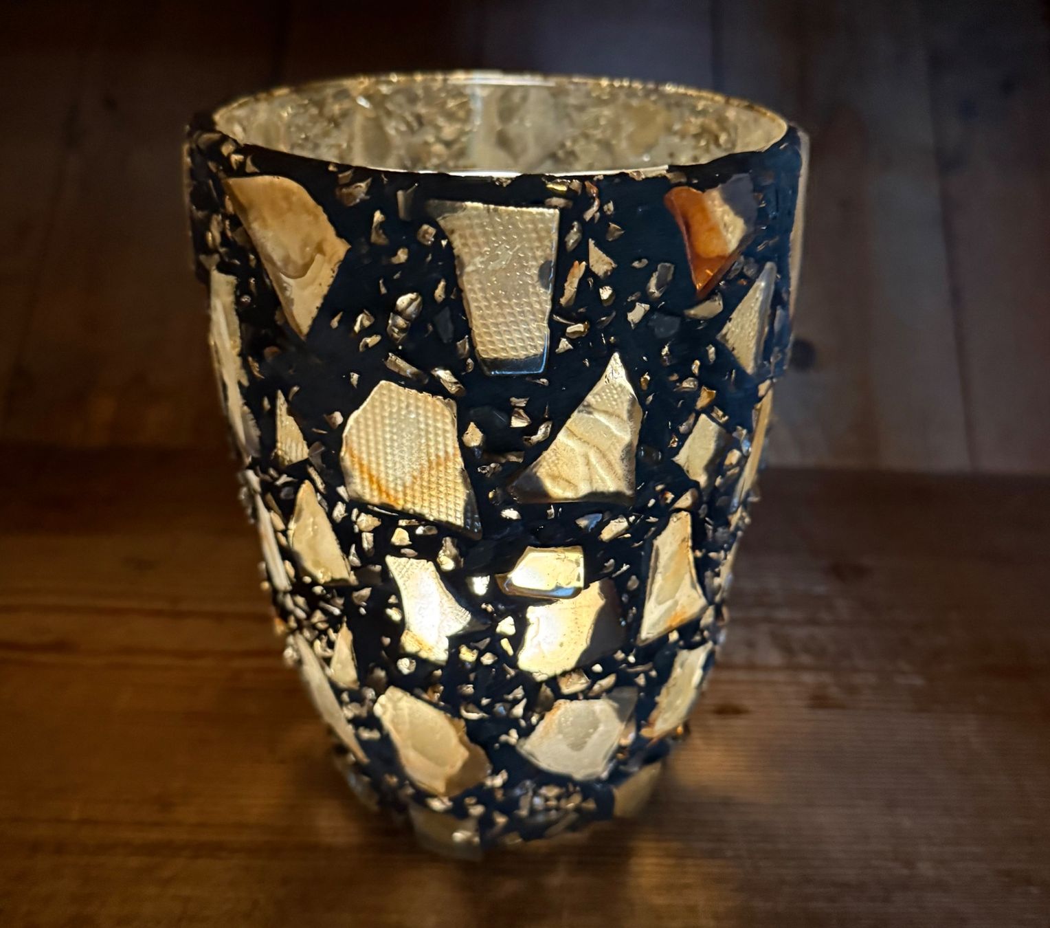 Portacandele: Windlicht oder Vase mit Glasmosaik, Vintage – Usato da Luzern venduto da Mamutpe 3