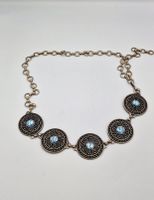 Vintage Silberfarbener Guertel mit blauen Steinen, Top!