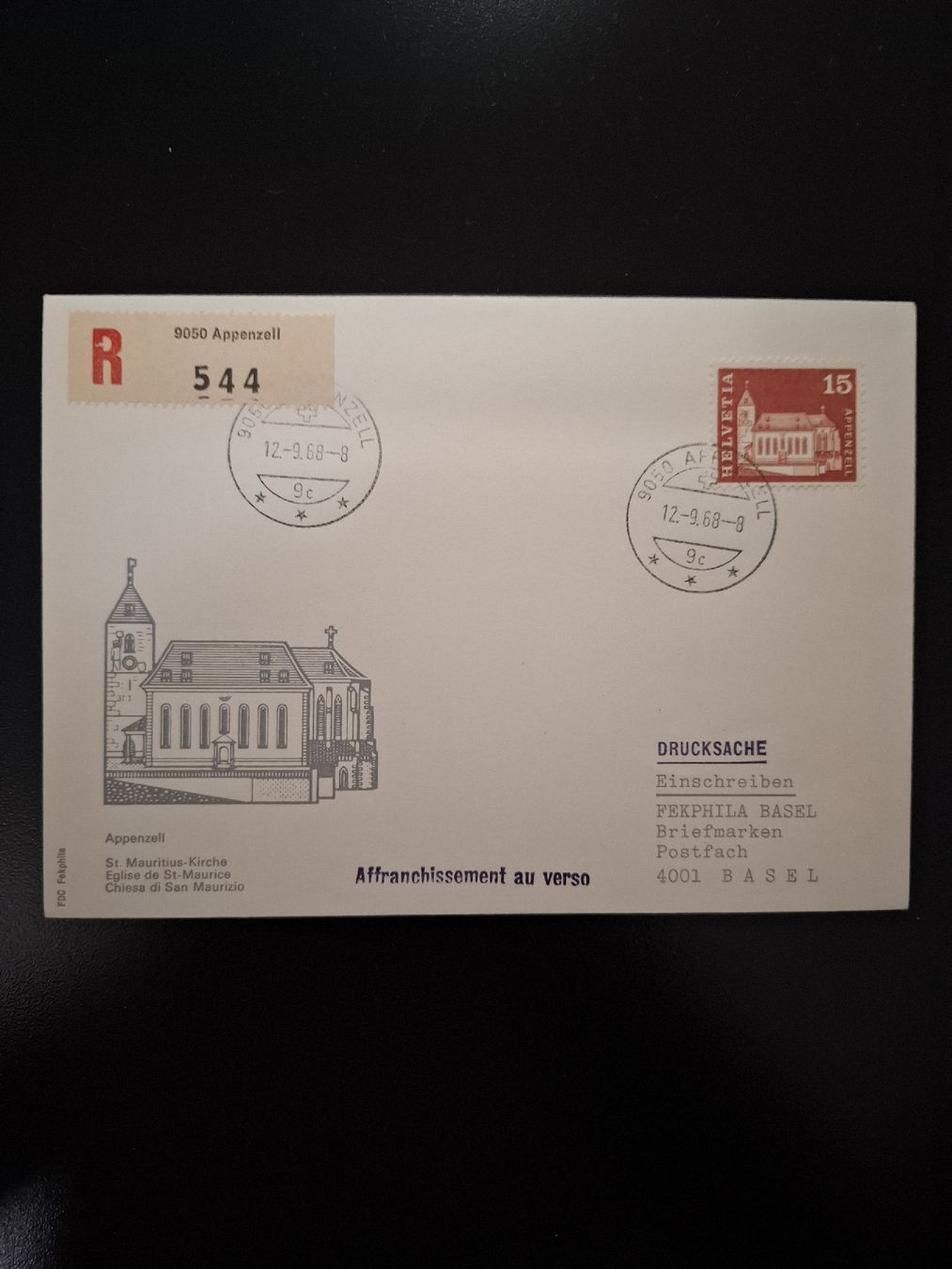 Tutti i francobolli: R-Brief Appenzell 12.09.68 – Usato da Basel venduto da Swiss_phil_Auktion