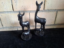Hirschfamilie, Holzfiguren, Afrika Stil, Top Zustand!