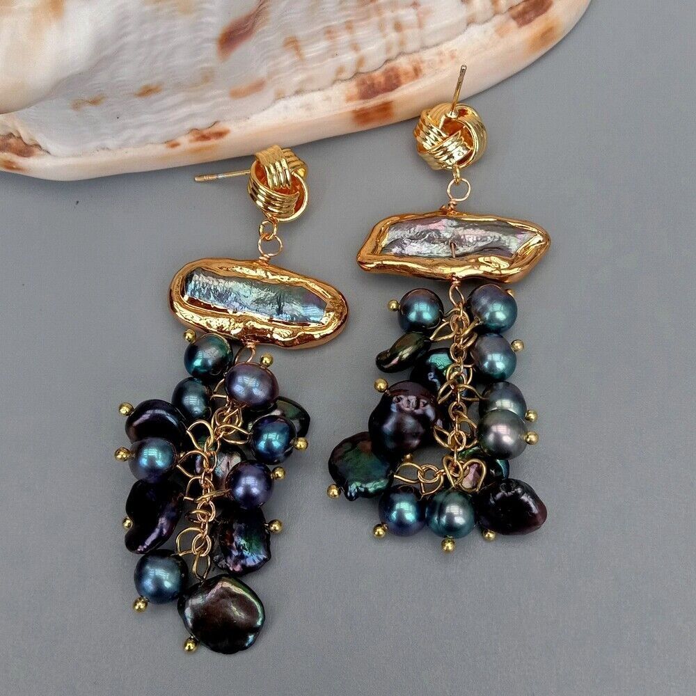 Orecchini pendenti & Orecchini a lobo: Lua schwarz Perlen Ohrhänger Echt Boucles Chandelier Perle N – Nuovo (secondo la descrizione) da Prilly venduto da ilyria73 4