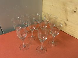 Set 10 Weingläser Antik,Biedermeier Muster geätzt,sehr schön