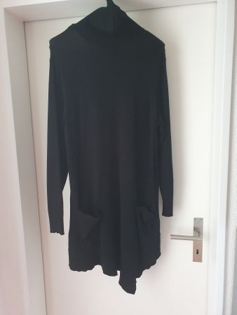 Cooler Strick-Long-Rollkragen-Pullover in Schwarz Gr.48