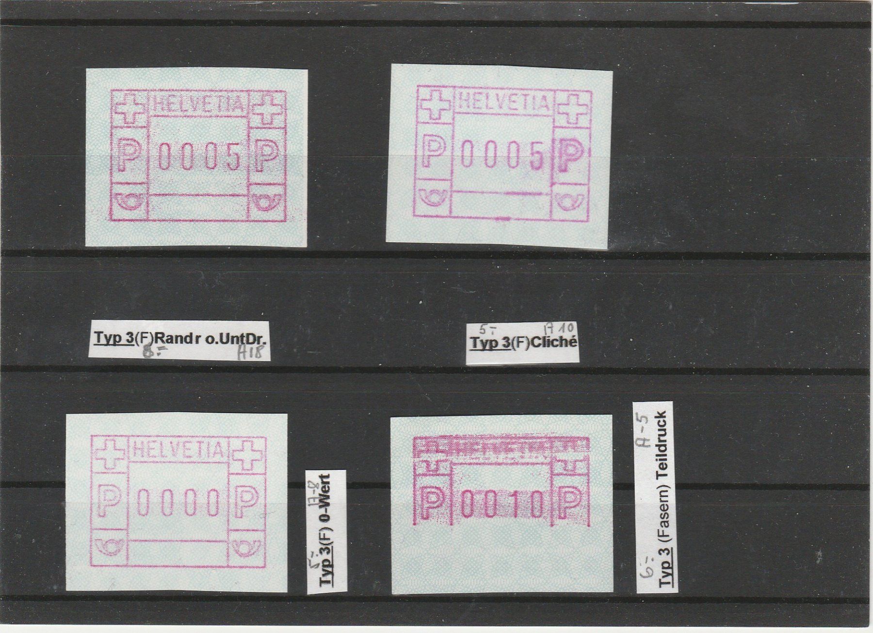 Alle Briefmarken: alle Nr. 3 mit diversen Abarten – Gebraucht aus Oberglatt ZH von Wiedmi6