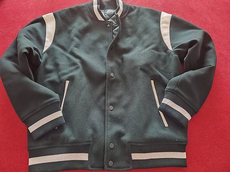 College Jacke Gr M / Weiss-Grün / GRATIS VERSAND