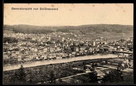 AK Schönenwerd, Generalansicht mit Brücke aus der Vogelschau