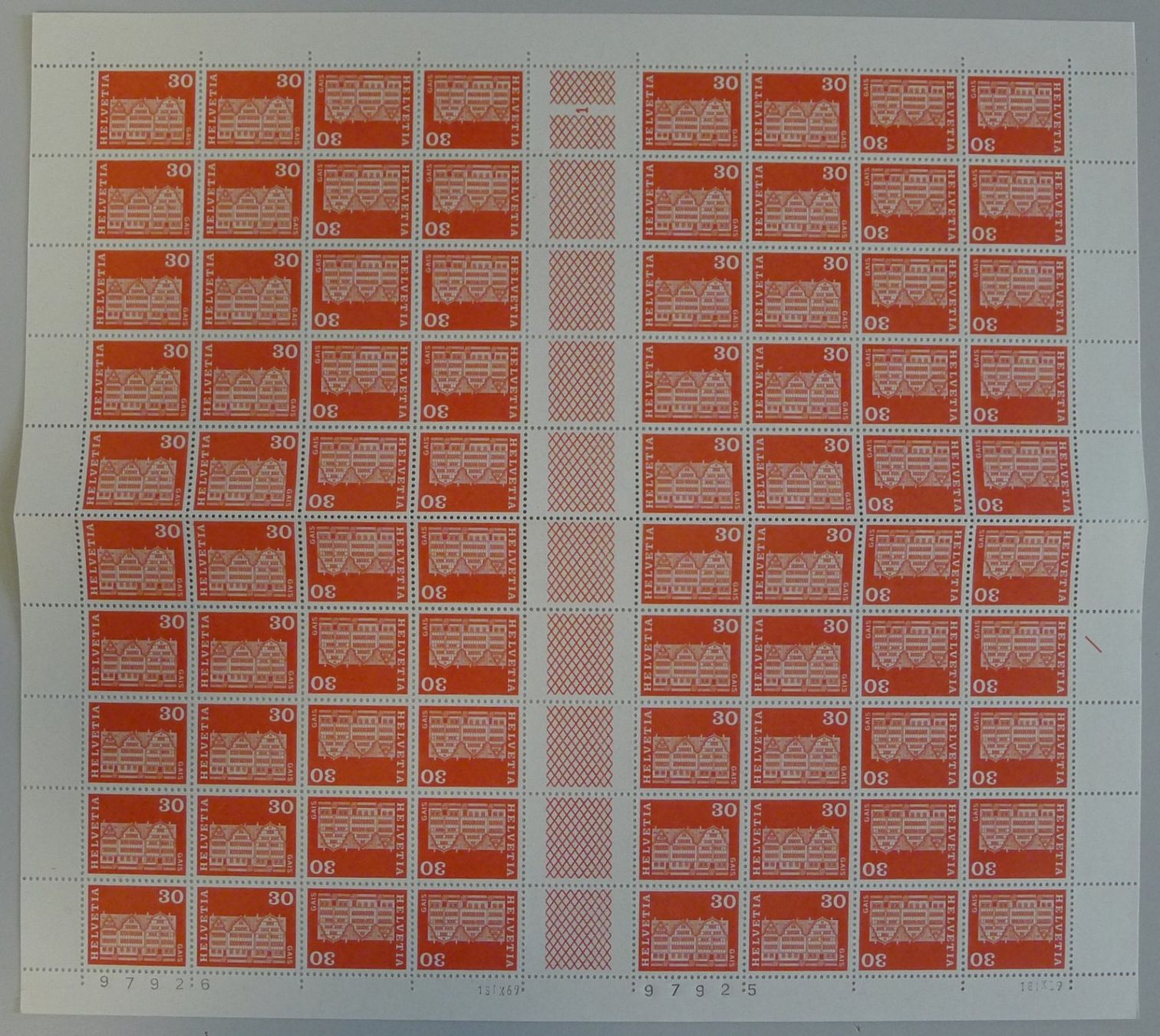 Tutti i francobolli: 1970, S72/K54 kompletter Bogen postfrisch **. Kat: 80.-+ – Usato da Sursee venduto da Luzernerraute