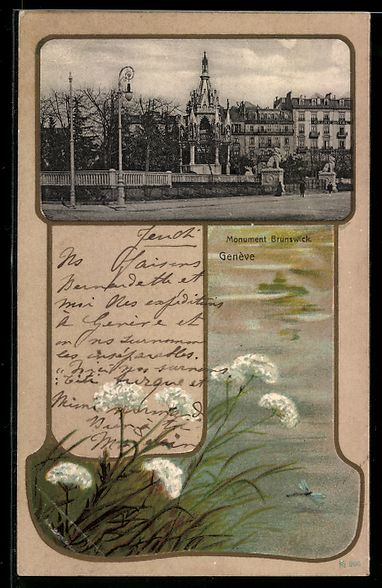 Cartoline postali: Lithographie Genève, Monument Brunswick – Usato da Berlin venduto da bartko-reher