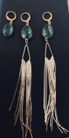 Trio de boucles cabochon en verre vert