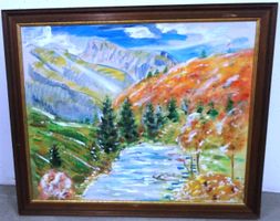 Joseph Itin Berglandschaft Öl signiert 68x58cm