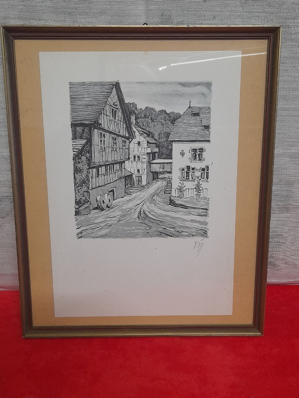 Grafiken & Lithographien: Gerahmte Lithographie, signiert, 1945, CH-Dörfchen – Gebraucht aus Winterthur von Ufff512