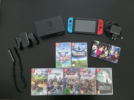 Nintendo Switch 1 mit Hülle und 7 Spielen