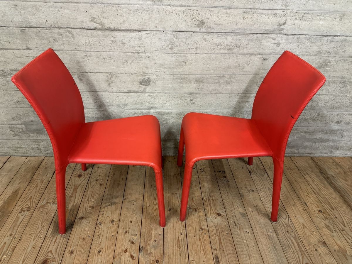 Sedie: 2 Rote Design Stühle Leder – Usato da Münchenstein venduto da Eclipse6 1