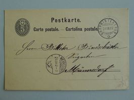 1882: attraktive Postkarte Oberwinterthur nach Männedorf