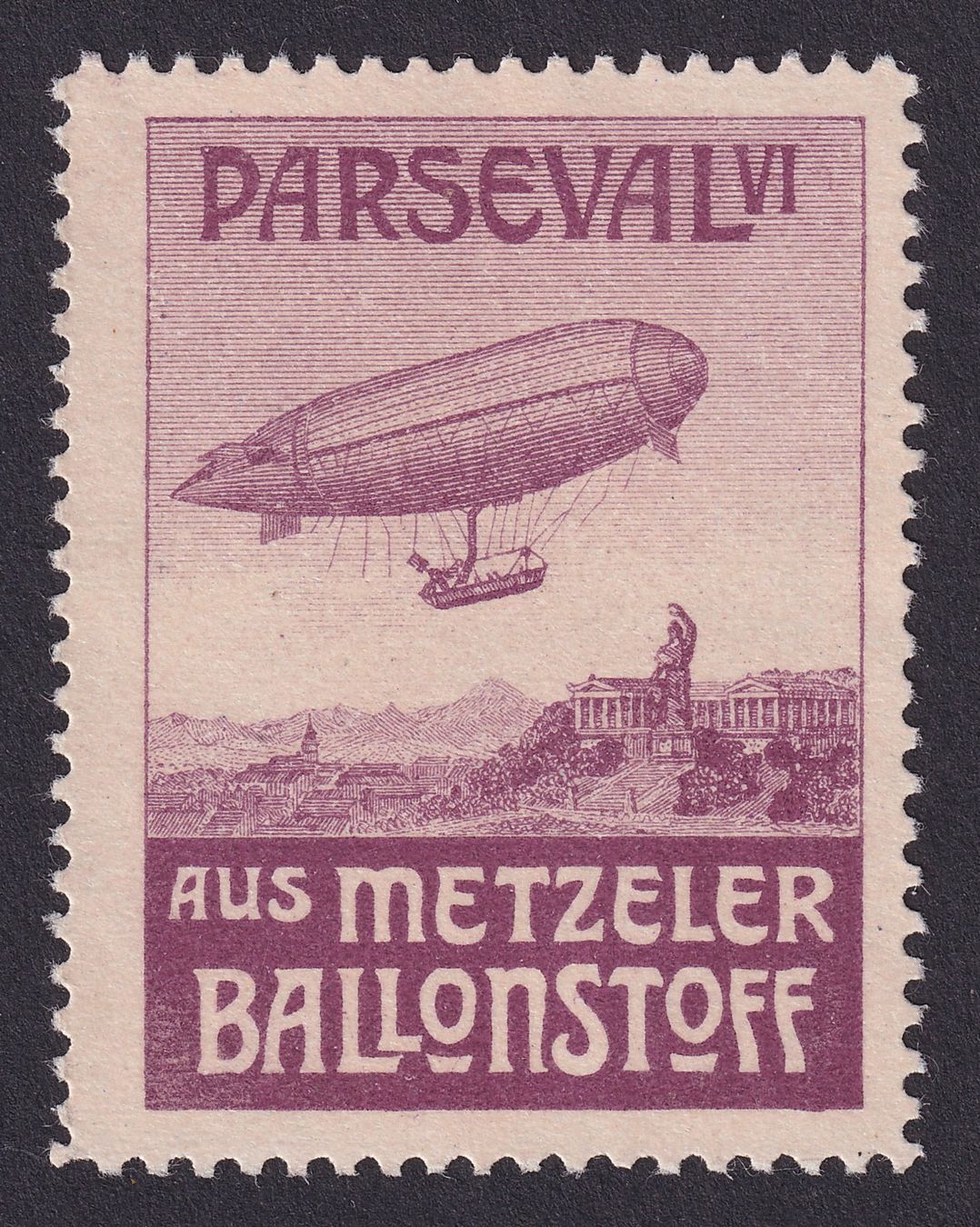 Tutti i francobolli: Flugspende Vignette 1912.6Bc violett, Parseval VI, Metzeler – Usato da Ebikon venduto da SilvioFreund